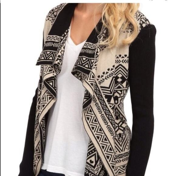 Lucky Brand Aztec Tribal Western Print Waterfall Cardigan - Size XS - Picture 2 of 6